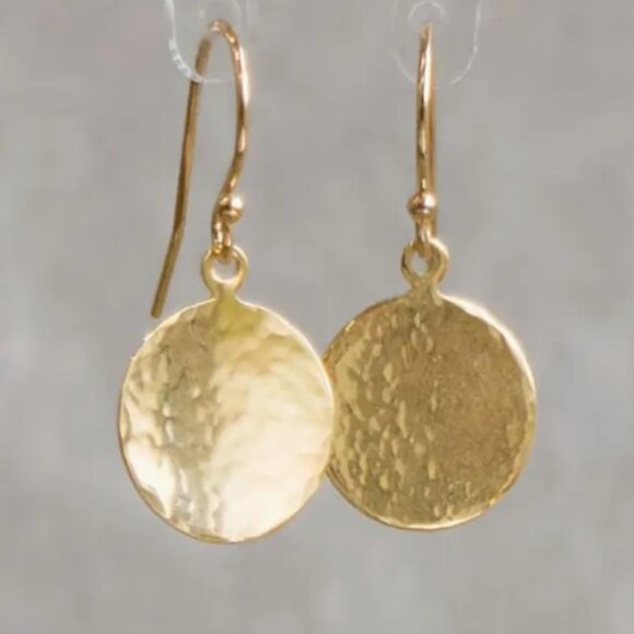 Vintage Style Round Hammer Texture Pendant Earrings - Picture 1 of 3